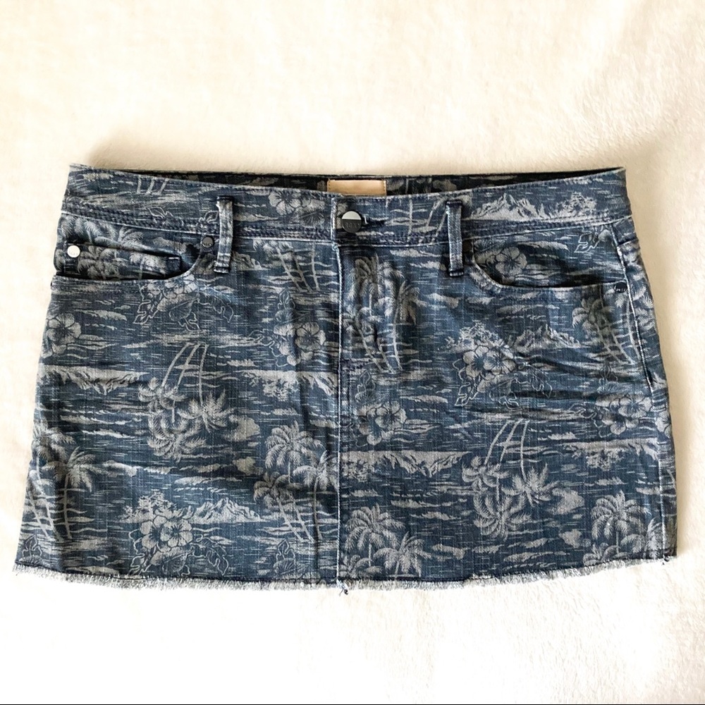 Vintage Roxy Denim Tropical Floral Palm Skirt